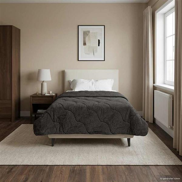 Grote foto vidaxl vol jaar dekbed gekwilt antraciet 135 x 200 cm huis en inrichting bedden