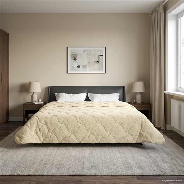 Grote foto vidaxl zomer dekbed cr me 220 x 260 cm microfiber en teddy fleece huis en inrichting bedden