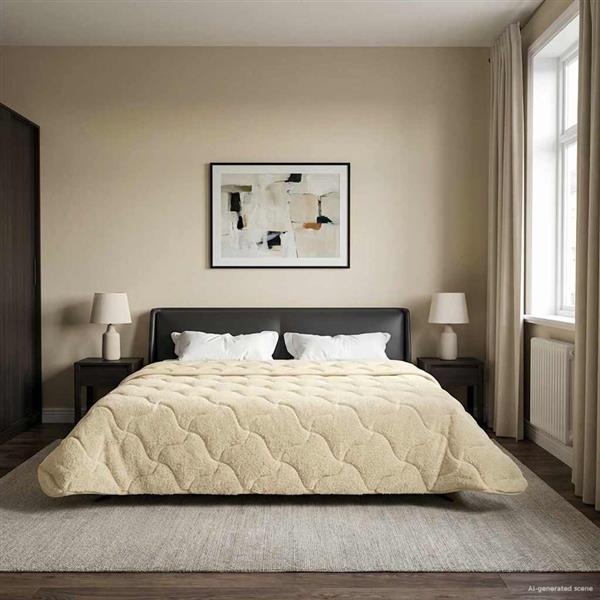 Grote foto vidaxl zomer dekbed cr me 200 x 240 cm microfiber en teddy fleece huis en inrichting bedden