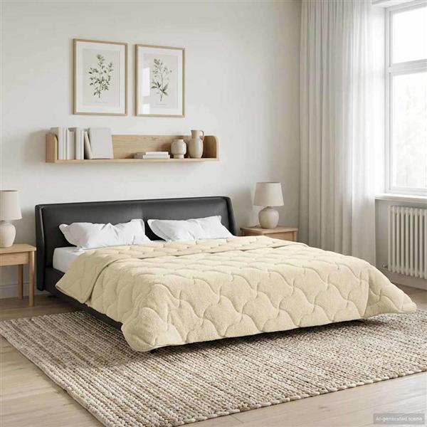 Grote foto vidaxl zomer dekbed cr me 200 x 200 cm microfiber en teddy fleece huis en inrichting bedden