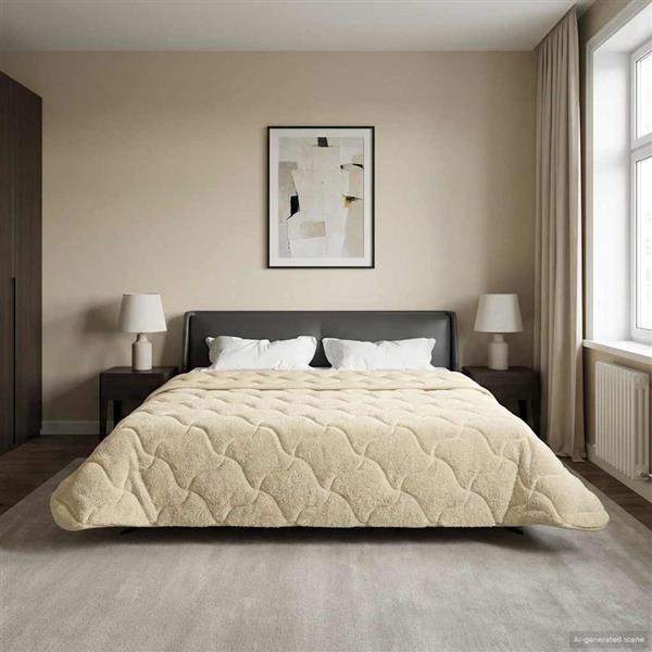 Grote foto vidaxl zomer dekbed cr me 200 x 200 cm microfiber en teddy fleece huis en inrichting bedden