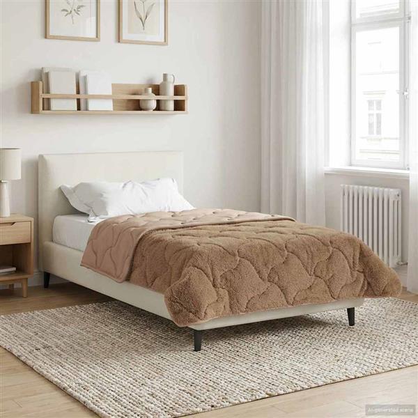 Grote foto vidaxl zomer dekbed taupe 140 x 220 cm microfiber en teddy fleece huis en inrichting bedden
