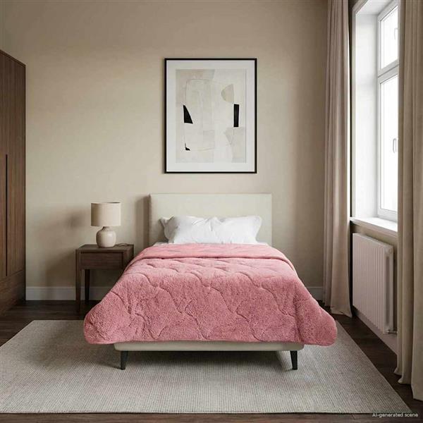 Grote foto vidaxl zomer dekbed roze 135 x 200 cm microfiber en teddy fleece huis en inrichting bedden