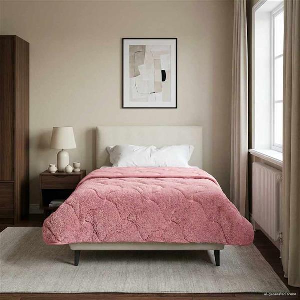 Grote foto vidaxl zomer dekbed roze 155 x 200 cm microfiber en teddy fleece huis en inrichting bedden