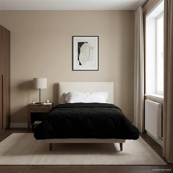 Grote foto vidaxl zomer dekbed zwart 155 x 220 cm microfiber en teddy fleece huis en inrichting bedden