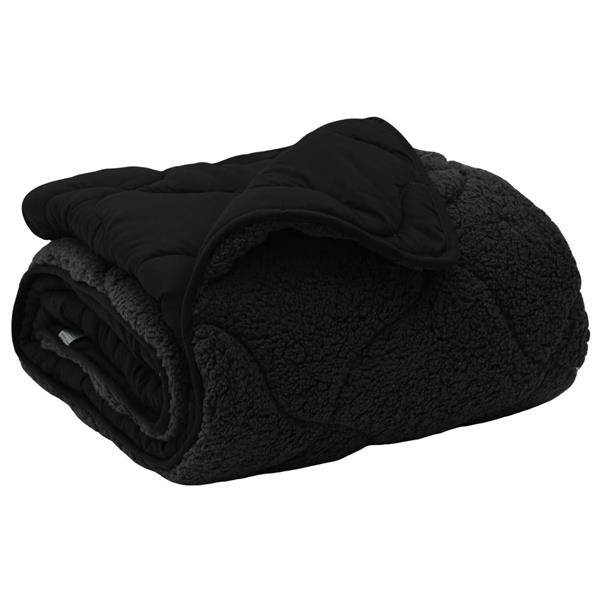 Grote foto vidaxl zomer dekbed zwart 200 x 240 cm microfiber en teddy fleece huis en inrichting bedden