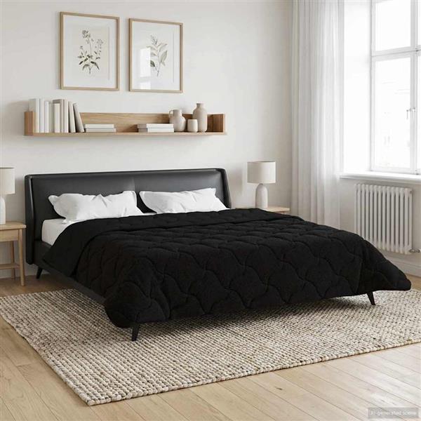 Grote foto vidaxl zomer dekbed zwart 200 x 200 cm microfiber en teddy fleece huis en inrichting bedden