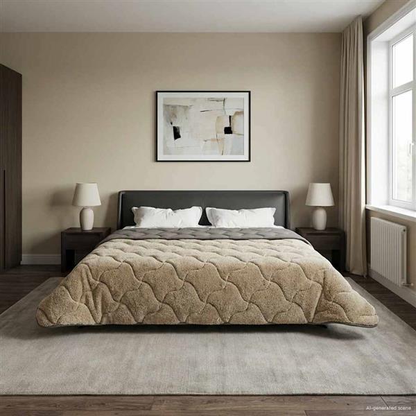 Grote foto vidaxl zomer dekbed gekwilt lichtgrijs 240 x 260 cm huis en inrichting bedden