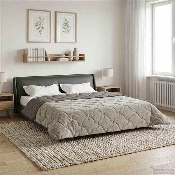 Grote foto vidaxl zomer dekbed gekwilt lichtgrijs 220 x 260 cm huis en inrichting bedden