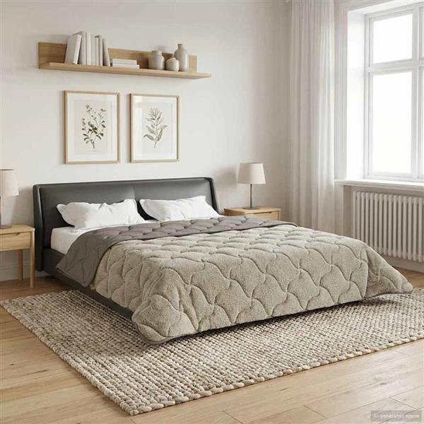 Grote foto vidaxl zomer dekbed gekwilt lichtgrijs 200 x 220 cm huis en inrichting bedden