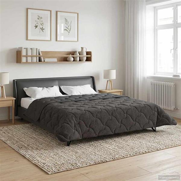Grote foto vidaxl zomer dekbed antraciet 240 x 260 cm microfiber en teddy fleece huis en inrichting bedden