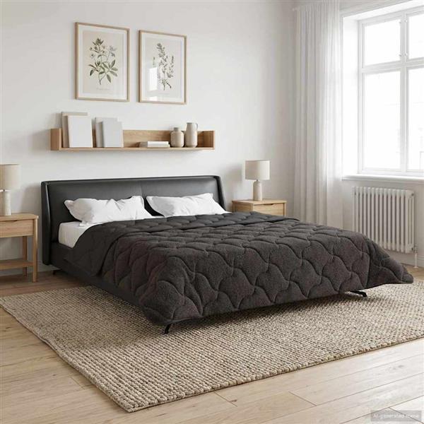 Grote foto vidaxl zomer dekbed antraciet 220 x 260 cm microfiber en teddy fleece huis en inrichting bedden