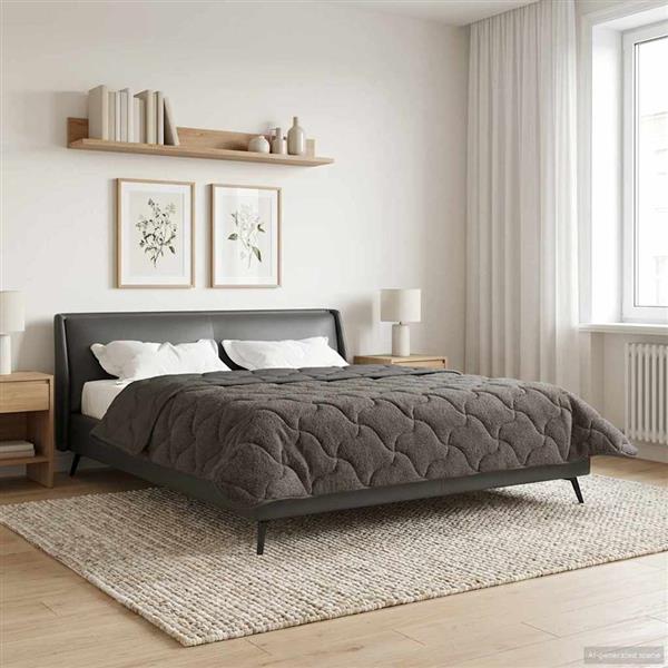 Grote foto vidaxl zomer dekbed antraciet 220 x 240 cm microfiber en teddy fleece huis en inrichting bedden