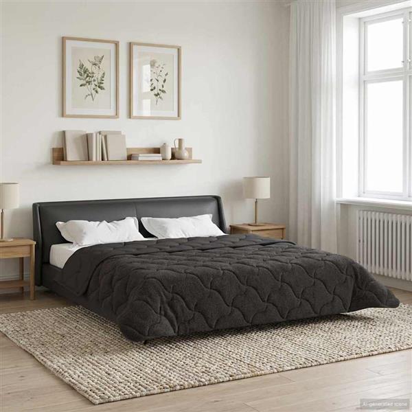 Grote foto vidaxl zomer dekbed antraciet 200 x 220 cm microfiber en teddy fleece huis en inrichting bedden