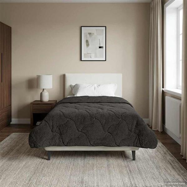 Grote foto vidaxl zomer dekbed antraciet 155 x 220 cm microfiber en teddy fleece huis en inrichting bedden