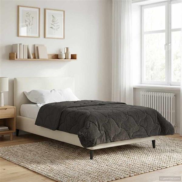 Grote foto vidaxl zomer dekbed antraciet 135 x 200 cm microfiber en teddy fleece huis en inrichting bedden