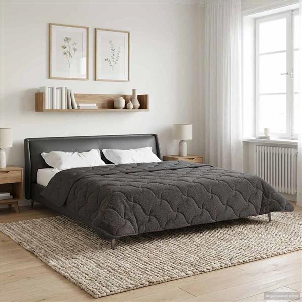 Grote foto vidaxl zomer dekbed antraciet 200 x 240 cm microfiber en teddy fleece huis en inrichting bedden