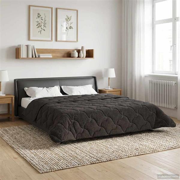 Grote foto vidaxl zomer dekbed antraciet 200 x 200 cm microfiber en teddy fleece huis en inrichting bedden