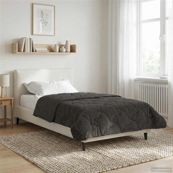 Grote foto vidaxl zomer dekbed antraciet 140 x 220 cm microfiber en teddy fleece huis en inrichting bedden