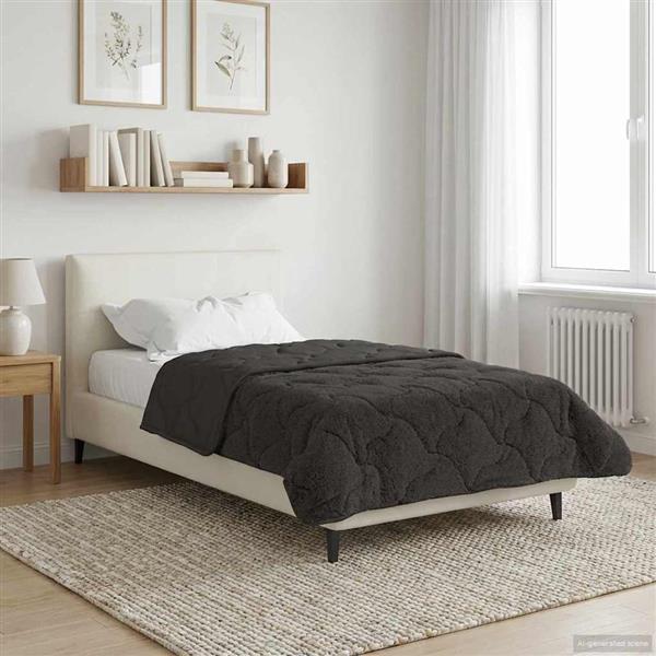 Grote foto vidaxl zomer dekbed antraciet 135 x 200 cm microfiber en teddy fleece huis en inrichting bedden