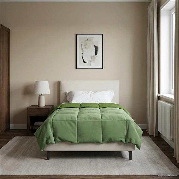 Grote foto vidaxl winter dekbed gekwilt groen 140 x 220 cm microfiber huis en inrichting bedden