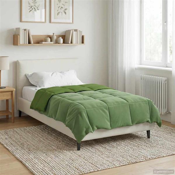 Grote foto vidaxl winter dekbed gekwilt groen 140 x 220 cm microfiber huis en inrichting bedden