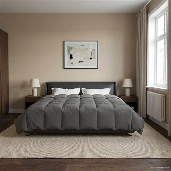 Grote foto vidaxl winter dekbed gekwilt lichtgrijs 240 x 260 cm microfiber huis en inrichting bedden