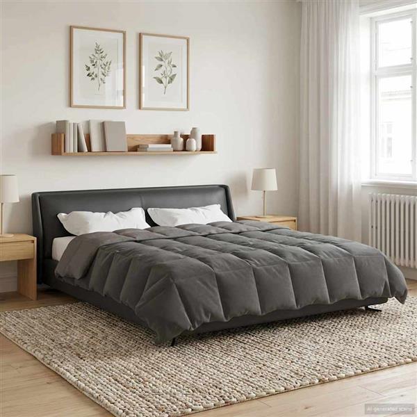 Grote foto vidaxl winter dekbed gekwilt lichtgrijs 220 x 240 cm microfiber huis en inrichting bedden