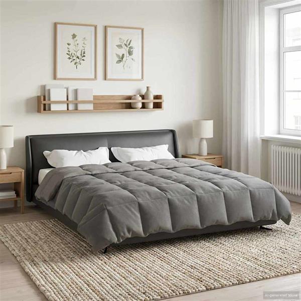 Grote foto vidaxl winter dekbed gekwilt lichtgrijs 200 x 220 cm microfiber huis en inrichting bedden