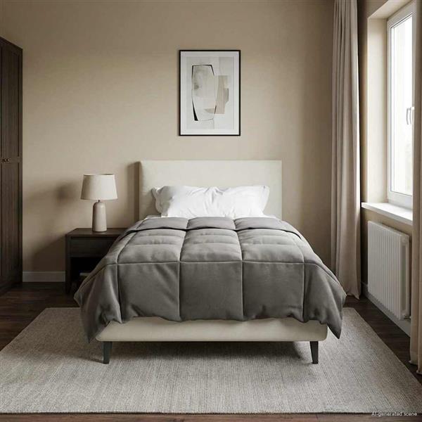 Grote foto vidaxl winter dekbed gekwilt lichtgrijs 155 x 220 cm microfiber huis en inrichting bedden