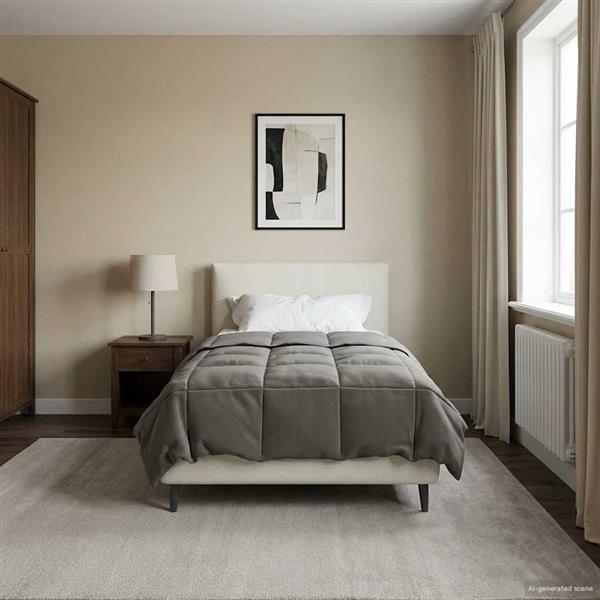 Grote foto vidaxl winter dekbed gekwilt lichtgrijs 140 x 220 cm microfiber huis en inrichting bedden