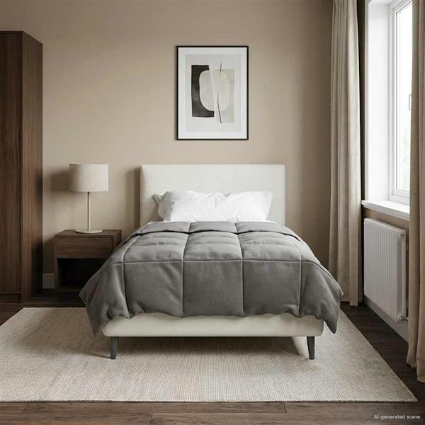 Grote foto vidaxl winter dekbed gekwilt lichtgrijs 135 x 200 cm microfiber huis en inrichting bedden