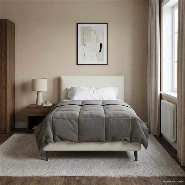 Grote foto vidaxl winter dekbed gekwilt lichtgrijs 155 x 200 cm microfiber huis en inrichting bedden