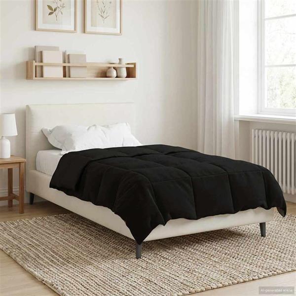 Grote foto vidaxl zomer dekbed gekwilt zwart 155 x 220 cm microfiber huis en inrichting bedden