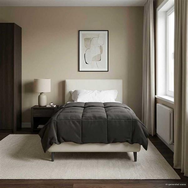 Grote foto vidaxl zomer dekbed gekwilt antraciet 140 x 200 cm microfiber huis en inrichting bedden