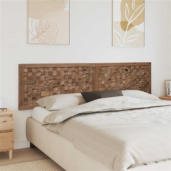 Grote foto vidaxl hoofdbord wandgemonteerd naturel 200 cm massief teakhout antiek en kunst stoelen en banken