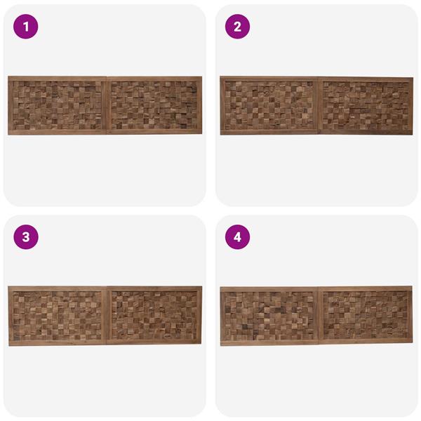 Grote foto vidaxl hoofdbord wandgemonteerd naturel 180 cm massief teakhout antiek en kunst stoelen en banken