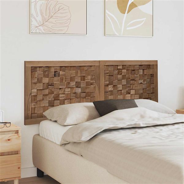 Grote foto vidaxl hoofdbord wandgemonteerd naturel 140 cm massief teakhout antiek en kunst stoelen en banken