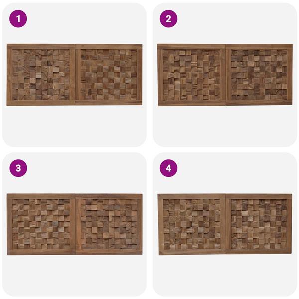 Grote foto vidaxl hoofdbord wandgemonteerd naturel 120 cm massief teakhout antiek en kunst stoelen en banken