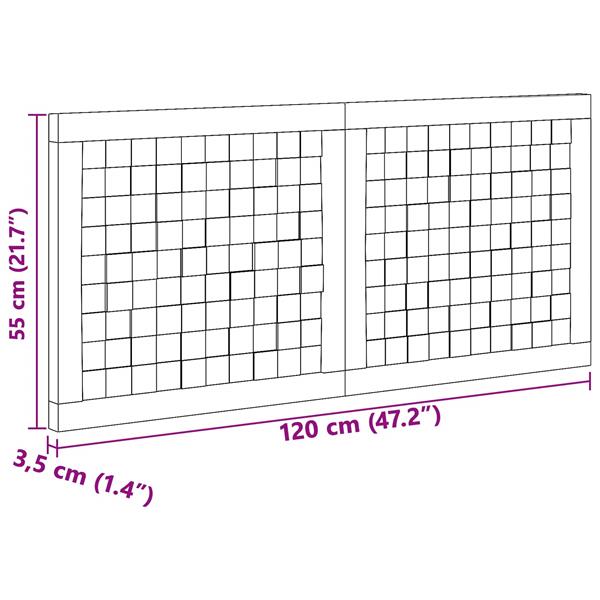 Grote foto vidaxl hoofdbord wandgemonteerd naturel 120 cm massief teakhout antiek en kunst stoelen en banken