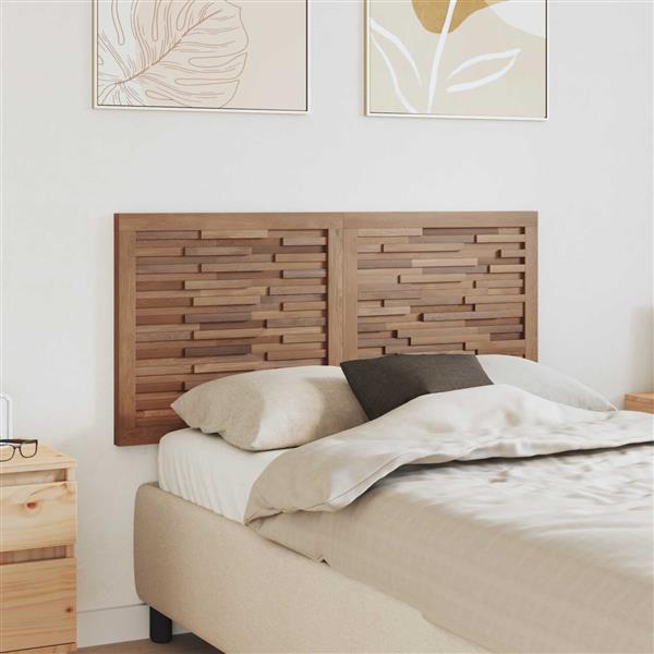 Grote foto vidaxl hoofdbord wandgemonteerd naturel 120 cm massief teakhout antiek en kunst stoelen en banken