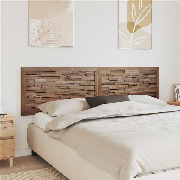 Grote foto vidaxl hoofdbord wandgemonteerd naturel 200 cm massief teakhout antiek en kunst stoelen en banken