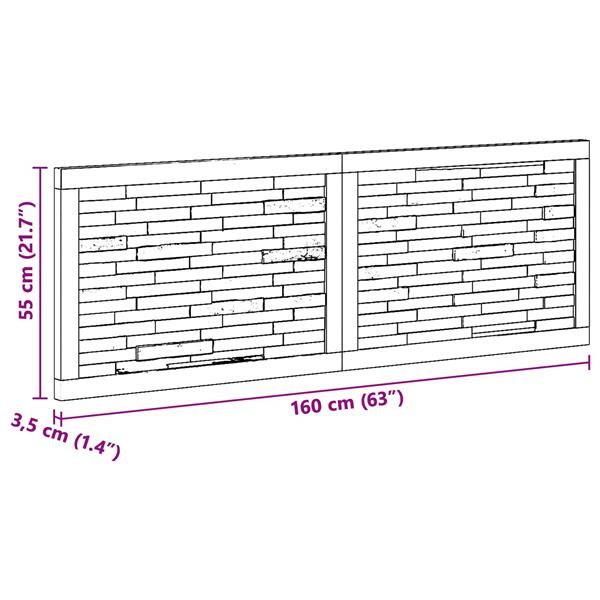 Grote foto vidaxl hoofdbord wandgemonteerd naturel 160 cm massief teakhout antiek en kunst stoelen en banken