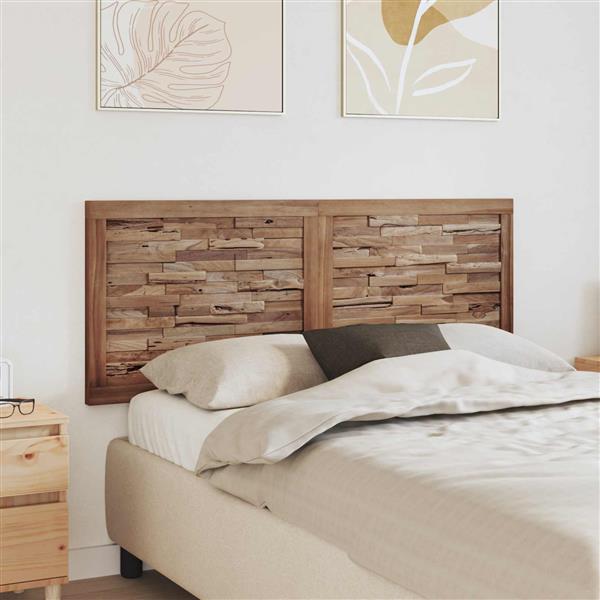 Grote foto vidaxl hoofdbord wandgemonteerd naturel 140 cm massief teakhout antiek en kunst stoelen en banken