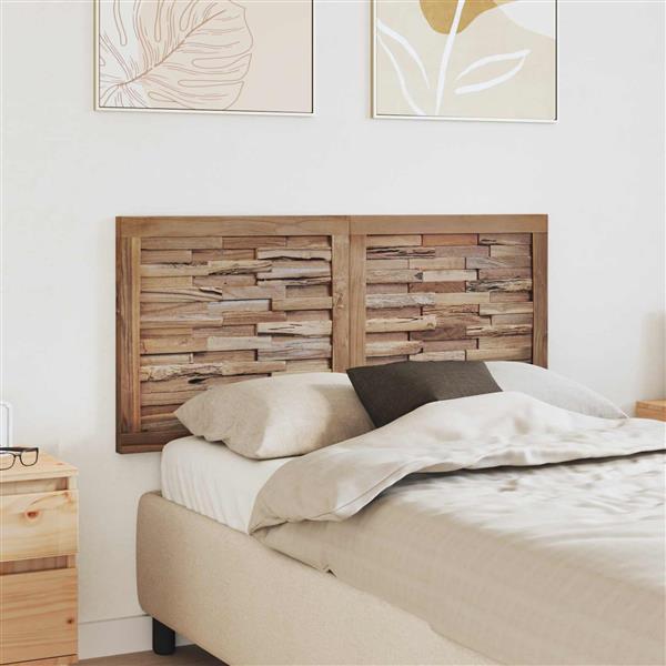 Grote foto vidaxl hoofdbord wandgemonteerd naturel 120 cm massief teakhout antiek en kunst stoelen en banken