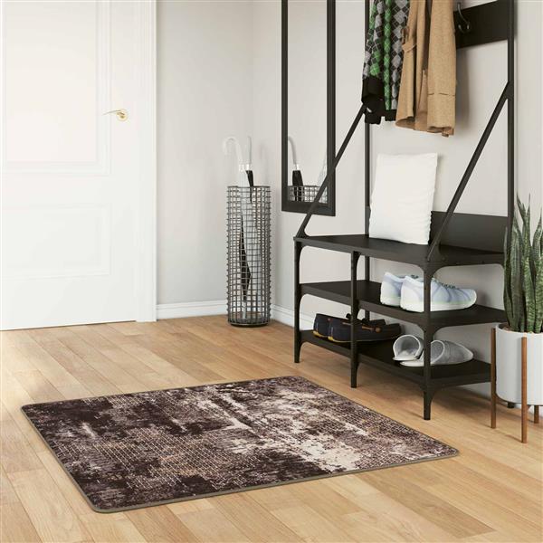 Grote foto vidaxl vloerkleedloper marsa zwart 100 x 100 cm polyester en pvc huis en inrichting vloerbedekking en kleden