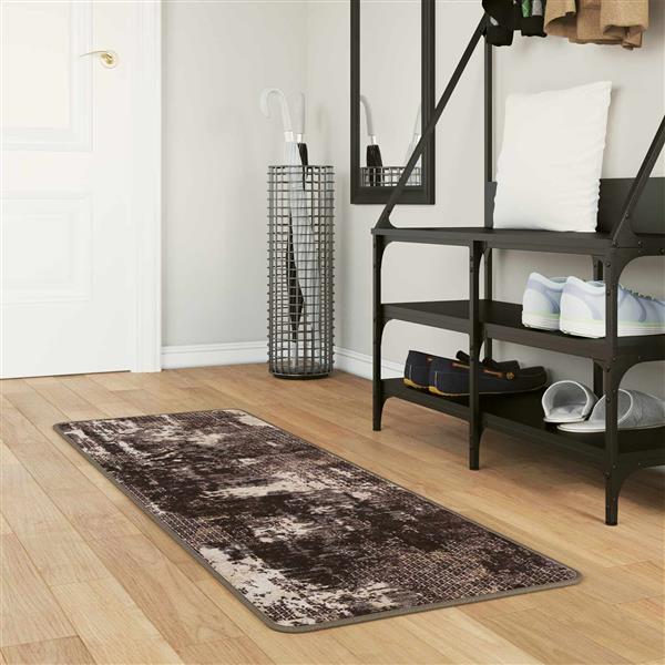 Grote foto vidaxl vloerkleedloper marsa zwart 50 x 200 cm polyester en pvc huis en inrichting vloerbedekking en kleden