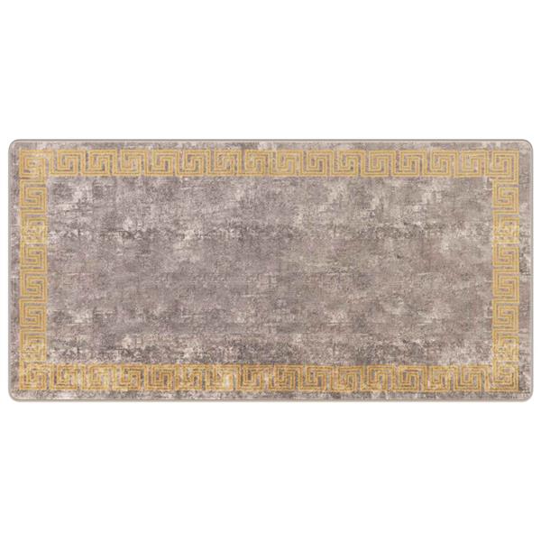 Grote foto vidaxl vloerkleedloper marsa grijs 100 x 200 cm polyester en pvc huis en inrichting vloerbedekking en kleden