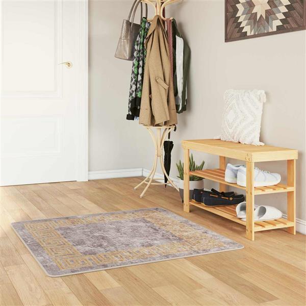 Grote foto vidaxl vloerkleedloper marsa grijs 100 x 100 cm polyester en pvc huis en inrichting vloerbedekking en kleden