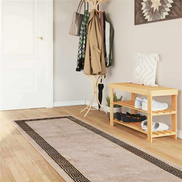 Grote foto vidaxl vloerkleedloper marsa zwart 100 x 400 cm polyester en pvc huis en inrichting vloerbedekking en kleden